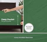 Royale Linens Fitted Sheet Full - Ultra Soft 1800 Brushed Microfiber - Hotel Luxury Bottom Sheets - Wrinkle Free & Fade Resistant - Deep Pocket Fitted Sheet Only (Full, Hunter Green) ROYALE LINENS