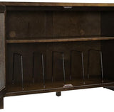 Crosley Furniture Kenji Media Console, Record Player Stand with Vinyl Storage, Modern Home Organizer, Dark Brown Crosley Furniture