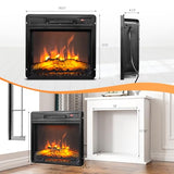 ROVSUN 18" Electric Fireplace Inserts with Remote Control, 1400W Recessed Stove Heater with 8H Timer, 6 Flame Colors, 5 Brightness for Indoor Use, ETL ROVSUN