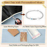Quelay 99 Pcs Laser Engraving Materials Bulk Include 46 Jewelry Making Engraving Accessories Kit Necklace Bracelet Ring Keychain with Laser Marking Paper for Laser Engraver DIY Crafting Supplies Quelay