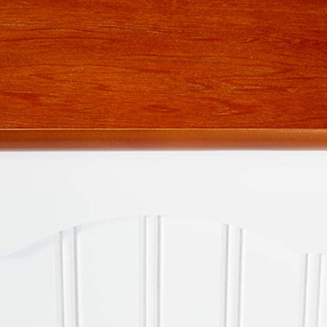 Kings Brand FURNITURE White / Walnut Finish Wood Kitchen Storage Buffet Cabinet Kings Brand Furniture
