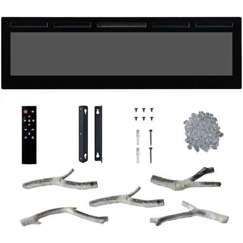 60" Smart WiFi Electric Fireplace, Smart Electric Fireplace,750/1500W Infrared Heater,Recessed/Wall Mount Linear Fireplace with Adjustable Flame & Remote PeacefulHues