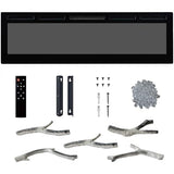 60" Smart WiFi Electric Fireplace, Smart Electric Fireplace,750/1500W Infrared Heater,Recessed/Wall Mount Linear Fireplace with Adjustable Flame & Remote PeacefulHues