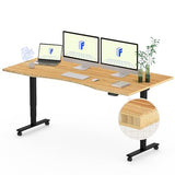 FLEXISPOT E6 Bamboo Dual Motor 3 Stages Standing Desk 60x30 Inch Whole-Piece Board Electric Height Adjustable Desk Stand Up Desk Large Load Capacity(Black Frame + Bamboo Curved Desktop) FLEXISPOT