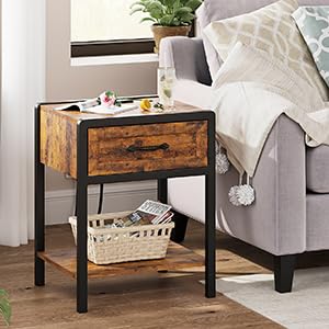 IDEALHOUSE Retro Queen 3-Piece Bedroom Set with Nightstands and Charging Station - WoodArtSupply