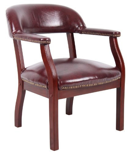 Boss Captain’s Chair In Burgundy Vinyl Boss Office Products