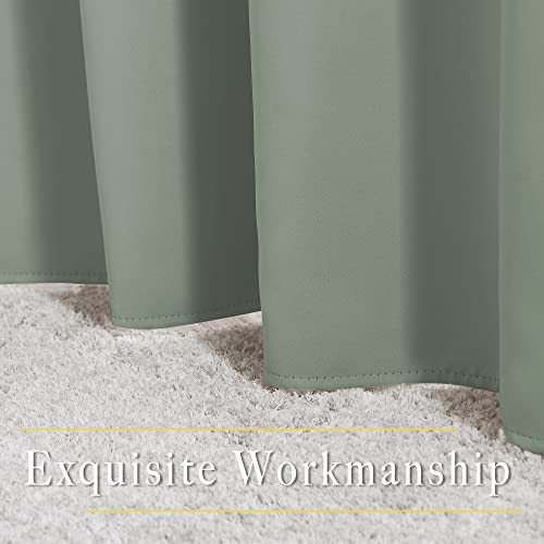 NICETOWN Sage Green Blackout Curtains & Drapes for Bedroom - Room Darkening Energy Saving Thermal Insulated Grommet Voice Reducing Room Dividers Window Treatments for Patio (2 Panels, W66 x L72) NICETOWN