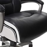 Serta® Lautner Executive Home Office Desk Chair, Ergonomic High-Back with Adjustable Lumbar and Body Pillows, SmartLayers™ and ComfortCoils® Technology, Mesh and Bonded Leather, Black and White Serta