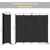 MAYOLIAH 4 Panel Room Divider Screen 6Ft Tall Foldable Privacy Dividers Indoor Wall Partition Room Separator Black MAYOLIAH