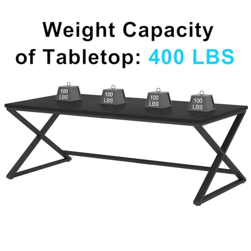 IBF Large Black Computer Desk, 70.8” Long Writing Desk for Home Office, Modern Simple Executive Work Study Desk for Two Person, Wood Double PC Gaming Workstation Computer Table for Bedroom, Black Oak IBF