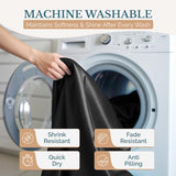 Casa Platino Queen Satin Sheets - Lightweight & Cooling Satin Bed Sheets Queen, with a 15 Inch Deep Pocket Fitted Sheet, Frizz Reducing Fabric, Machine Washable, Retains Shine After Wash - Black Casa Platino