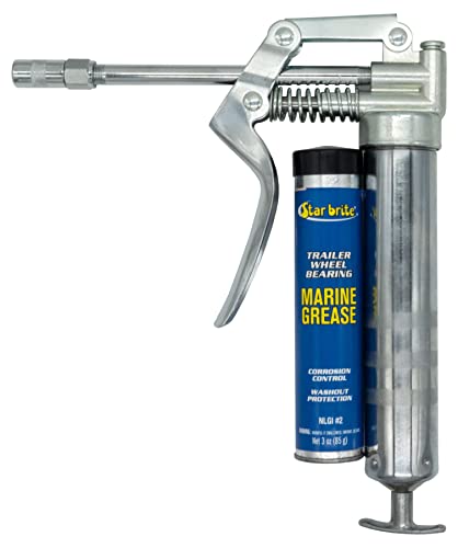 STAR BRITE Pistol Grease Gun with 3 OZ. Cartridge (028703),Silver STAR BRITE