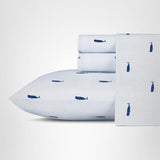 Nautica - Twin Size Sheet Set, Crisp & Tailored Cooling Sheets with a Smooth Cotton Percale Lightweight Feel - Bed Sheets with Matching Pillowcase & Fitted Sheet (Whale Stripe Blue) Nautica