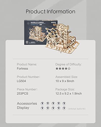 ROKR 3D Wooden Puzzle-Mechanical Model-Wooden Craft Kit-DIY Assembly Toy-Mechanical Gears Set-Brain Teaser Games-Best Gifts for Adults & Teens Age 14+(LG504-Fortress) ROKR