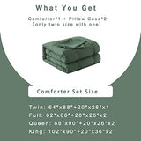 DOWNCOOL Twin Comforter Set -All Season Bedding Comforters Sets with 1 Pillow Case -2 Pieces Bed Set Down Alternative Comforter Set -Sage Green Twin Bedding Sets(64"x88") DOWNCOOL