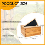 POLLIBEE 10 Frame Beehive Box, Langstoth Deep Brood Bee Hive Box, Bee Box Dipped in 100% Beeswax Includes Wooden Bee Frames & Waxed Foundations (Unassembled) POLLIBEE