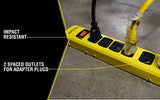 WOODS WIRE Southwire Yellow Jacket 5139N 14/3 6-Outlet Heavy Duty Industrial Metal Workshop Strip with 6-Foot Power Cord; Sliding Safety Covers and Overload Protection Yellow Jacket