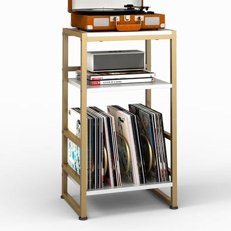 ZEXVIDA Record Player Stand,3-Tier Record Player Table with U-Shaped Vinyl Storage Up to 120 Albums,28" H End Table Turntable Stand with Storage,Record Table Vinyl for Living Room Bedroom ZEXVIDA