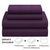 Pure Bedding Bed Sheets - Full Sheet Set [4-Piece, Purple] - Hotel Luxury 1800 Brushed Microfiber - Soft and Breathable - Deep Pocket Fitted Sheet, Flat Sheet, Pillow Cases Pure Bedding