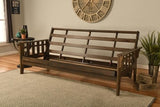 Jerry Sales FutonX Rustic Walnut Frame and Mattress Set with Choice to add Drawers, 8 Inch Innerspring Futon Sofa Bed Full Size Wood (Biege Matt, Frame and Drawers) Jerry Sales