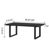 IBF Modern Black Coffee Table, Minimalist Industrial Wooden Center Table, Simple Farmhouse Rectangle Living Room Table, Wood and Metal Cocktail Coffee Table for Home Bedroom Office, Black Oak, 47 Inch IBF