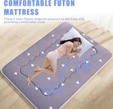 Kiseely Japanese Futon Mattress, Foldable Tatami Mat Portable Dormitory Sleeping Pad with Bag & Strap, Floor Thicken Sleeping Roll up Camping Mattress (Grey WS1, 60"X80") Kiseely