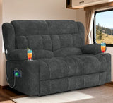 MOSGAT RV Loveseat Recliner Sofa, Reclining Loveseat Home Theater Seating with USB Ports, Cup Holders, Insert Pockets, Wall Hugger RV Recliners for Movie Room, Recline Movie Seats Gaming Sofa, Gray