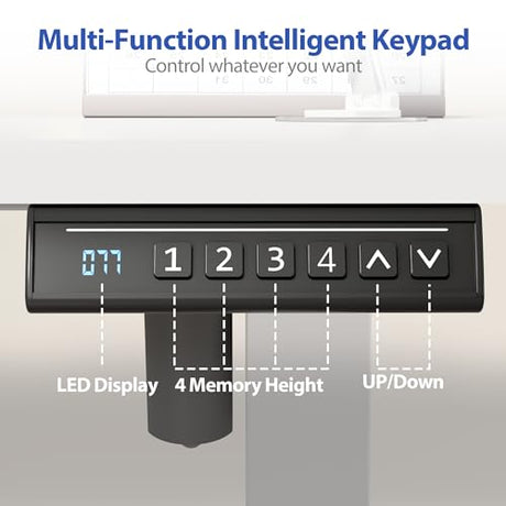 YESHOMY Height Adjustable Electric Standing Desk, 46 x 24 Inches Memory Home Office Sit Stand up Desk with Phone Holder and USB Charging Port, White YESHOMY