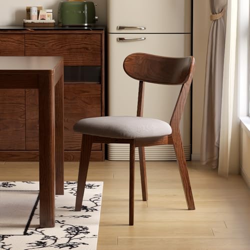 39’’-55’’ Oak Extendable Dining Table and Chairs Set of 4, Solid Wood Folding Kitchen Table, Mid Century Modern Dinner Table for Kitchen, Apartment, Living Room (Walnut 39''-55''+4 Cushion Chairs) Wayshome