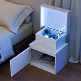 Cozy Castle LED Nightstand, LED Night Stand with Charging Station,Storage and Flip Top, Small End Side Table for Bedroom, Living Room (1, White) Cozy Castle