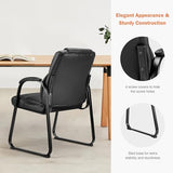 Sweetcrispy Waiting Room Guest Chair Set of 2, Stationary Office Reception Chairs No Wheel, Comfy Padded Arms and Seld Base, for Conference Room Lobby Home Computer Desk Bedroom Elderly, Deep Black Sweetcrispy