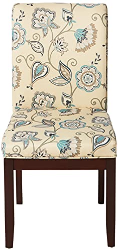 OSP Home Furnishings Dakota Upholstered Parsons Chair with Espresso Finish Wood Legs, Avignon Sky - WoodArtSupply