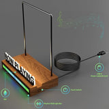 KORRTFID Now Playing Vinyl Record Stand, Light Up Vinyl Record Display Stand with RGB Sound Control Pickup Rhythm Lights Bar, Warm White Light with Fingerprint-Proof Acrylic Letters KORRTFID