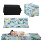 MeMoreCool Foldable Floor Mattress for Kids, Glow Dinosaur Trifold Mat, Kids Folding Mattress Portable Futon, Blue MeMoreCool
