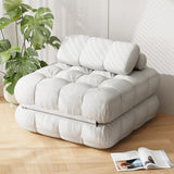 DSNAPE 3-in-1 Folding Sofa Bed, 35.4" Convertible Sleeper Chair Bed with Pillow Back Support, Portable Pull Out Velvet Futon Lounge Couch, Comfy Floor Mattress for Living Room Bedroom - White, Single DSNAPE