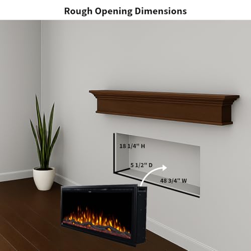 Touchstone Sideline Elite 50" Electric Fireplace with Alexa Built-in - in-Wall Recessed Design - 1500W Heater for Supplemental Warmth - 6 Flame & 10 Ember Bed Color Options - Smart Home Voice Control Touchstone