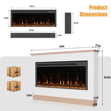 60" Electric Fireplace with Mantel for 50" Insert, Weyderk Ultra-Thin 5.5" Surround, 750/1500W Heater with 12 Flame Effects, 1-8 Hours Timer, Wall Mounted TV Stand for Livingroom, White Weyderk