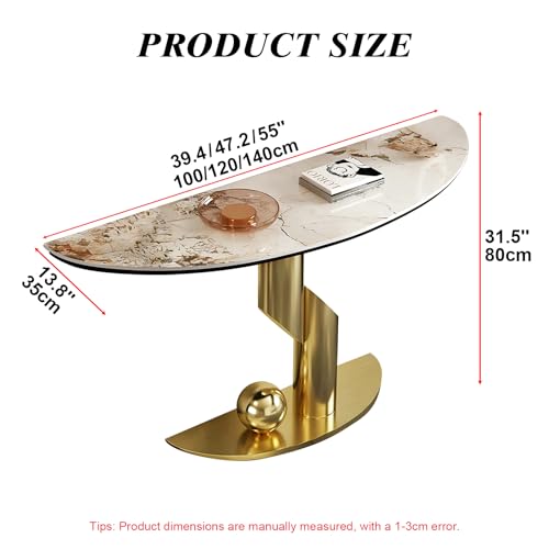 WOOOFA Modern Gold Console Table, Entryway Table with Smart Sensor Lights, Luxurious Marble Console Table, Sturdy and Easy to Clean, Sofa Table for Living Room, Hallway, Foyer, Bedroom WOOOFA