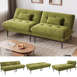 NEDYO 70 inch Convertible Futon Sofa Bed, Velvet Sleeper Sofa with Adjustable Backrest, Thick Fill and Convertible Modules, 4 in 1 Loveseat Couch for Living Room, Olive Green NEDYO