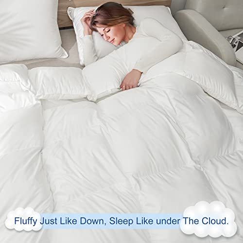 MH MYLUNE HOME Down Alternative Comforter Queen Size, Winter Warm Duvet Insert Fluffy Bed Comforter Insert White Baffle Box Stitched with Corner Tabs, Queen MH MYLUNE HOME