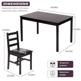Pazidom Small Dining Table Set for 4, Wooden Kitchen & Dining Room Sets 5 Piece Kitchen Table Set, Square Table and Chair Breakfast Table Set for Restaurant Home Kitchen Living Room, Dark Brown Pazidom