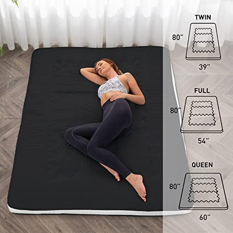 Dr.Futon Japanese Floor Futon Mattress Extra Thick Folding Roll Up Bed Topper Mat for Guest,Lounger and Tavel Dr.Futon