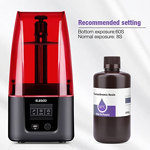 ELEGOO Thermochromic 3D Printer Resin, 405nm UV Curing Photopolymer Resin for LCD 3D Printing Grey to Purple 1000G