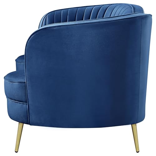 LOKLINGHK Upholstered Blue Loveseat with Vertical Tufting LOKLINGHK