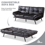 MUUEGM Futon Sofa Bed Convertible Couch,Memory Foam Futon Sofa Couch,Sleeper Futons Sofa Couches,Small Splitback Modern Loveseat Sofa Bed for Living Room,Office,Apartment,Faux Leather,Black. MUUEGM