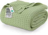 Utopia Bedding Sage Green 100% Cotton Waffle Blanket 300 GSM [King - 90x108 Inch] Soft Lightweight Breathable Bed Blanket for All Season Utopia Bedding
