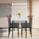 FDW Classic Dining Table Set 5 Piece,Metal Frame Glass Top Table and 4 Rectangular Modern Chairs Set,Suitable Small Space Kitchen Table Set for 4,Black FDW