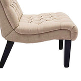 Alunaune Living Room Chairs Set of 2 Modern Accent Chair, Upholstered Tufted Armless Bedroom Chairs Lounge Sofa Backrest Fabric Recliner Chair Wood Legs-Khaki Alunaune