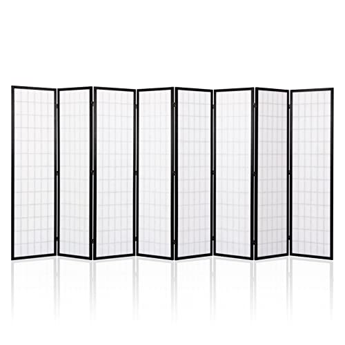 Salfanre 8 Panel Shoji Screen Room Divider, Japanese Room Divider for Room Separation, 66.9 Inches Folding Privacy Screens for Hoom Bedroom Office, Assembly-Free, Black Salfanre