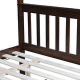 PVWIIK Twin Over Full Bunk Bed with Trundle & Ladder & Safety Guardrail,Convertible to 2 Separated Bed for Kids Adults Teens Bedroom Dormitory,Solid Wood Bunk Bed,Easy Assembly, Espresso PVWIIK